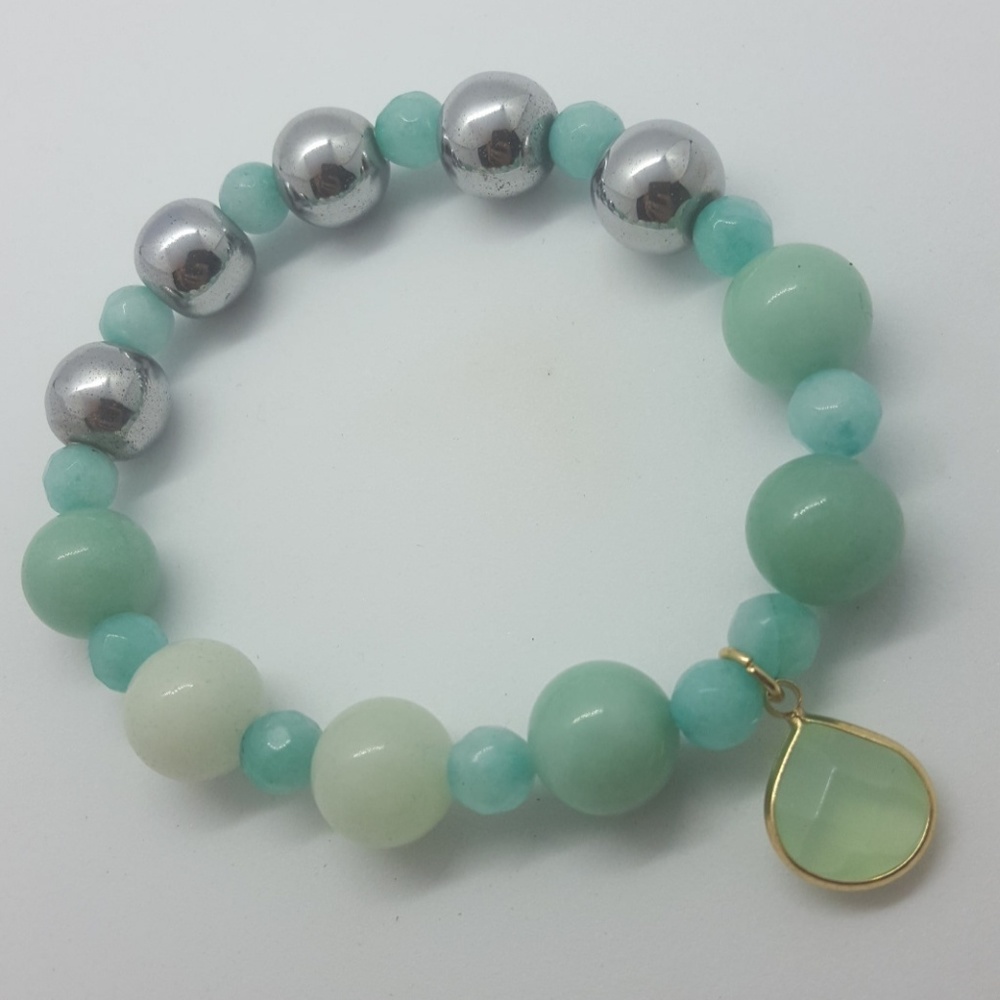 Beautiful Boho bracelet.  Birthstone aquamarine